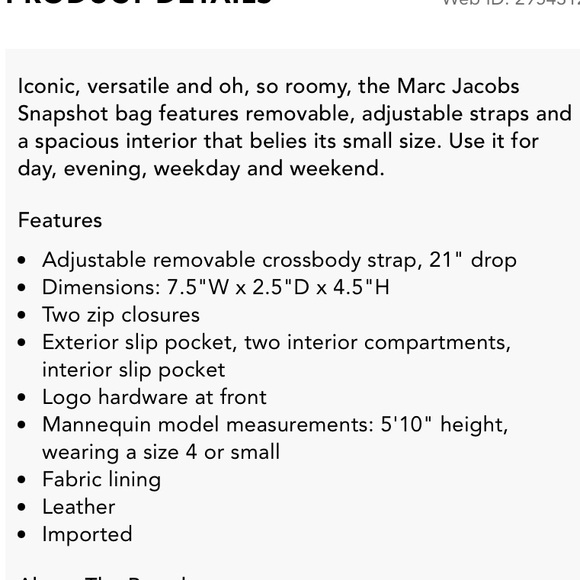 Marc Jacobs The Snapshot New Cloud/Gold Crossbody Bag - Picture 13 of 13